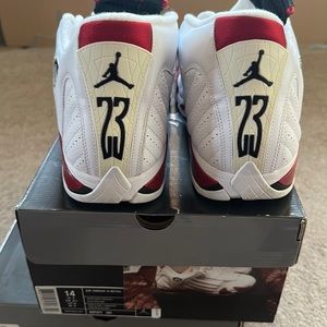 Size 14 Air Jordan 14 Retro white/varsity Red-black Blanc/RPTO NOIR